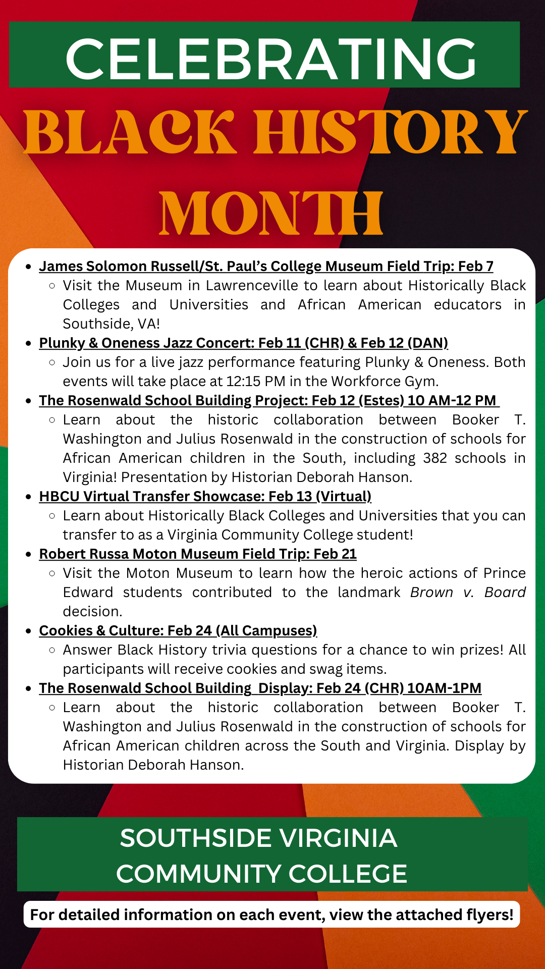 Black History Events listing flyer