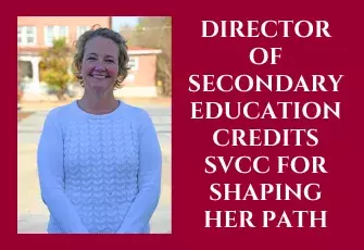 Director of Secondary Education Credits SVCC for Shaping Her Path with photo of woman posing in front of a building