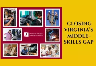 Collage of images showing students engaged in workforce training
